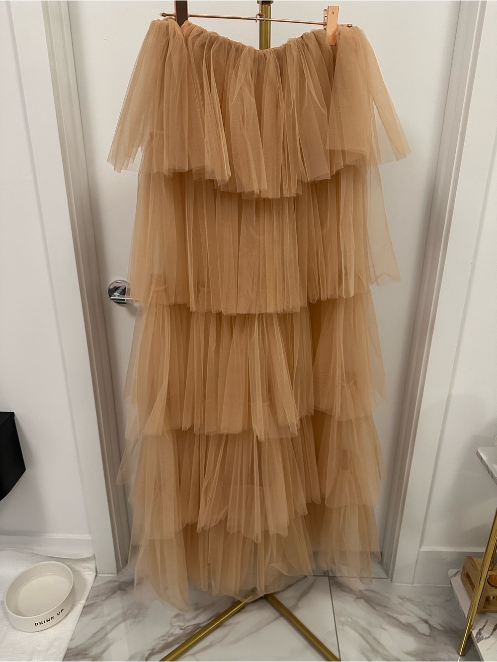 Edite Mode Blithe High Waisted Layered Ruffle Tulle Maxi Skirt Size L